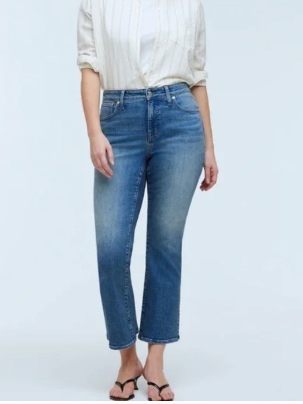 Madewell Mid-Rise Kick Out Crop Flare Stretch Jeans Size 28